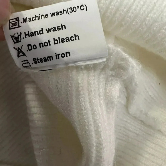 ZCSIA Sz L V-Neck Long Lace Mesh Sleeve Solid White Ribbed Knit Pullover - Picture 6 of 6